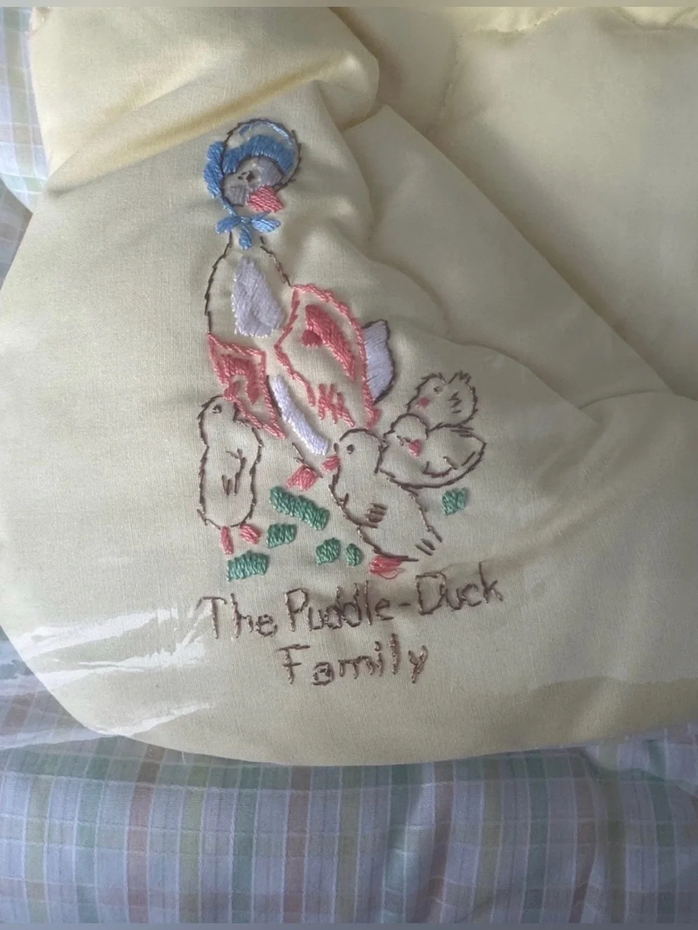 Quiltex vintage | Yellow Embroidered Baby Bedding Set - Soft Pastel Plaid new